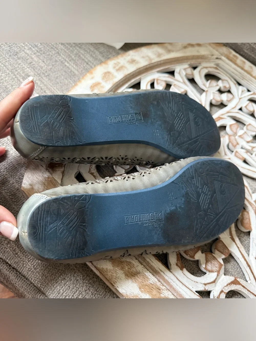 PIKOLINOS Laser-Cut Leather Ballet Flats Shoes Women’s 38 8